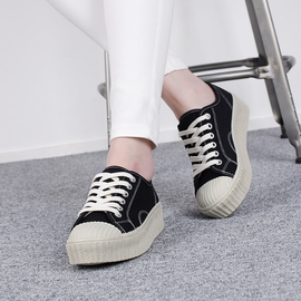 [GIRLS GOOB] Women's Lace Up Casual Comfort Sneakers, Classic Fashion Shoes, Canvas - Made in KOREA